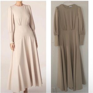 Veiled Collection TanChic Beige Long Sleeve Maxi Evening Dress
